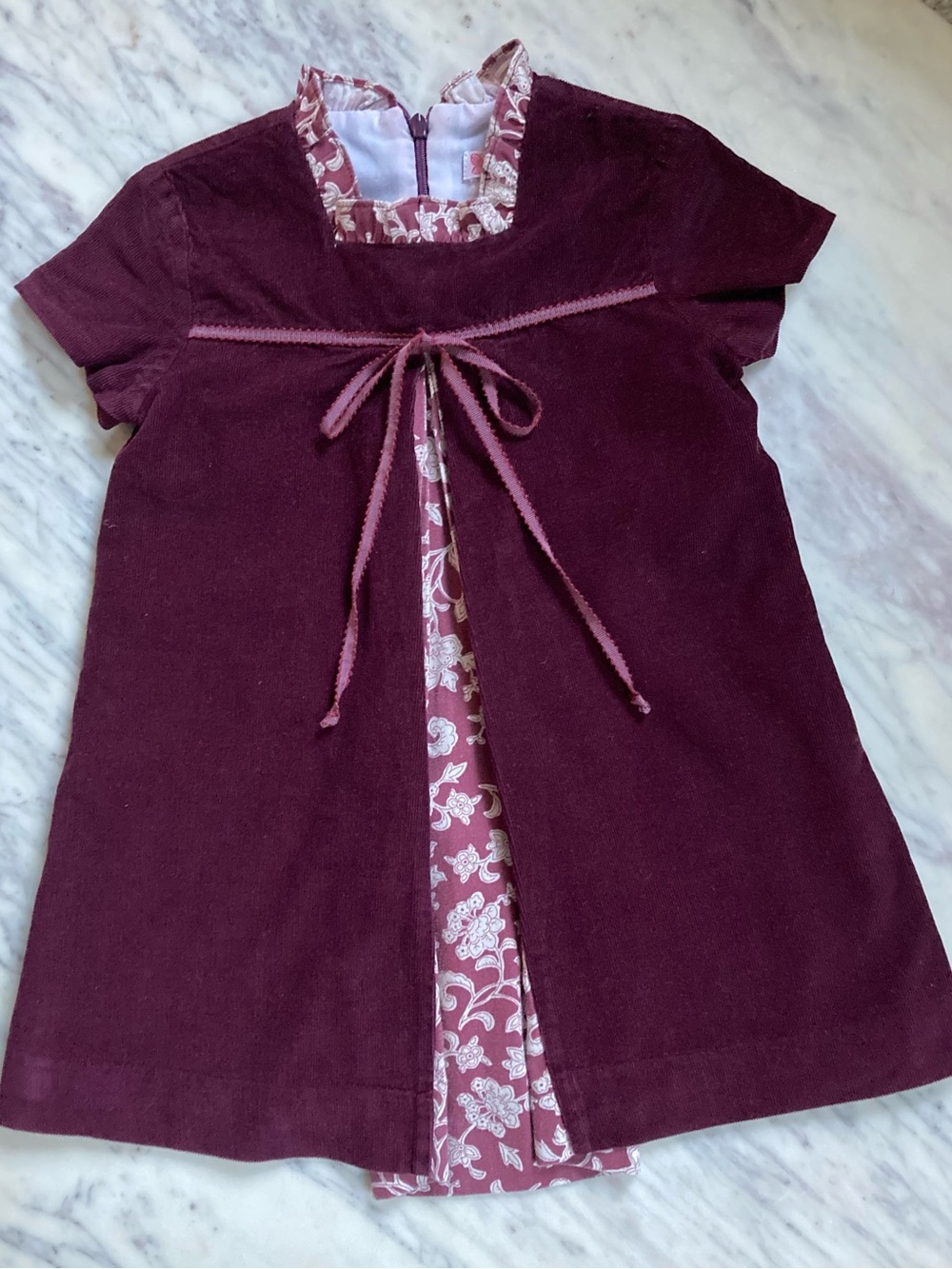 Amaia Girls' Burgundy Corduroy Dress